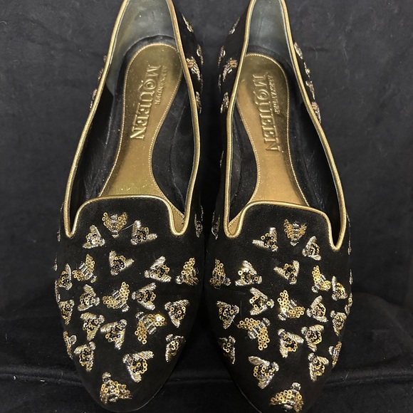 Alexander McQueen Black Flats with Gold Embellishments - Picture 2 of 6